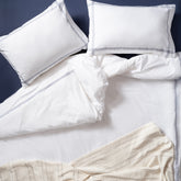 Brito Embroidered 200 Tc Percale Cotton 100% Cotton Duvet Set 94x87 Inch White