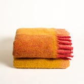 Ropar Fringed Jacquard Acrylic Wool Acrylic Wool Throw 55x71 In Red - Yellow