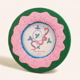 Glass Bead - Wood Photo Frame 7 Inch Green - Pink