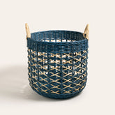 Rattan Basket 15 In Navy