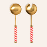 Steel - Brass Salad Serving Set Gold - Red