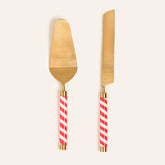 Steel - Brass Serving Set Gold - Red