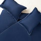Brito Piping 200 Tc Percale Cotton 100% Cotton Duvet Set 94x87 Inch Navy