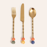 Steel - Brass Flatware Set Gold - Multicolor