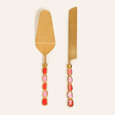 Steel - Brass Serving Set Red - Pink