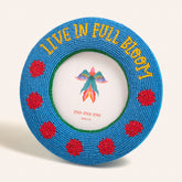 Glass Bead - Wood Photo Frame 7 In Blue