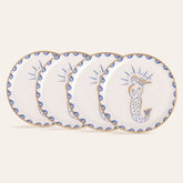 Agra Mermaıd Patterned Round Metal Decorative Tray Set Of 4