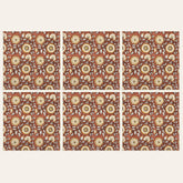 Bundi Block Printed 100% Cotton Napkin Set Of 6