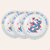 Luohu Porcelain Cake Plate Dragon 8 In Set Of 3
