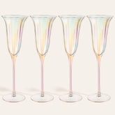 Loess Optical Glass Flute Champagne Glass 5 Oz. Set Of 4