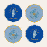 Nilüfer 4 Pcs Digital Printed Overlocked Embroidered 100% Cotton Coaster Set