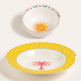 Porcelain Supplate and Bowl Yellow 9.06 in 2 Pcs Set