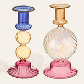 Borosilicate Glass Candle Holder Multicolor Medium 2 Pcs Set