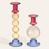 Borosilicate Glass Candle Holder Multicolor Small 2 Pcs Set