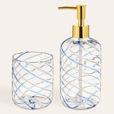 Toothbrush Holder and Liquid Soap Dispenser Blue 2 Pcs Set