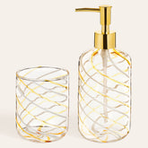 Toothbrush Holder and Liquid Soap Dispenser Amber 2 Pcs Set