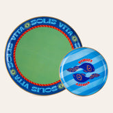 Metal Decorative Tray Blue Medium 2 Pcs Set