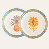 Porcelain Cake Plate Cream 8.27 in 2 Pcs Set