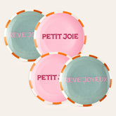Porcelain Plate Greeb&Pink 5.91 in 2 Pcs Set