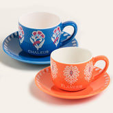 Porcelain Coffe Set Orange&Blue 3.0 fl oz 2 Pcs Set