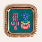 Metal Decorative Tray Green - Pink