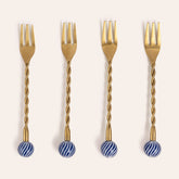 Steel - Brass Flatware Set Gold - Blue