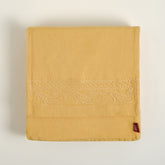 Mino Embroidered Double Size Cotton Cotton Linen Duvet Set 94x87 In Yellow