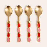 Steel - Brass Flatware Set Red - Pink