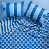 Costa Fringed Jacquard Single Size Cotton Bedspread 102x94 Inch Blue