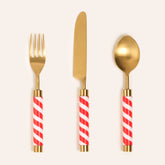 Steel - Brass Flatware Set Gold - Red