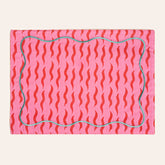 Nilüfer Digital Printed Embroidered Cotton Place Mat 14x20 In Pink